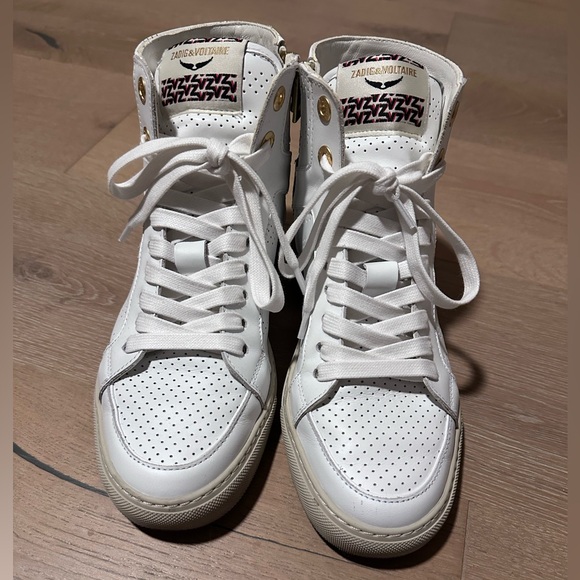Zadig & Voltaire white flash perforated leather high top sneaker - almost new! - Picture 7 of 16